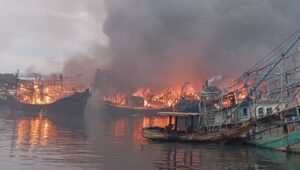 Kembali Puluhan Kapal di Pelabuhan Tegal Terbakar